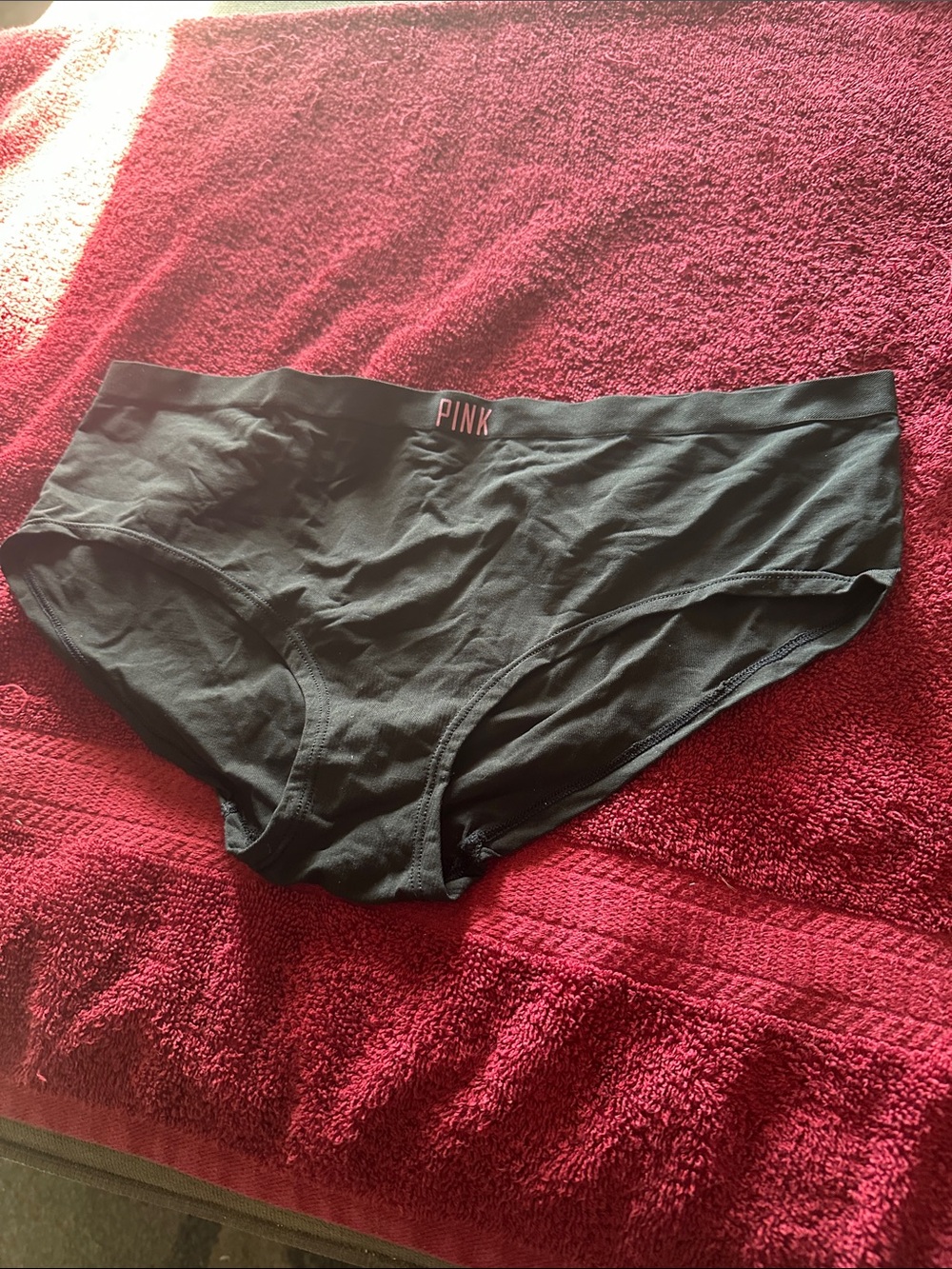 NWOT PINK Victoria's Secret Black Women's Hipster Shorts with Pink Logo